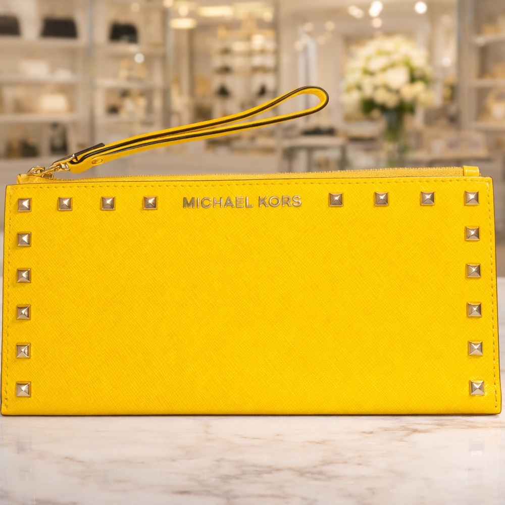 Michael Kors Vibrant Yellow Studded Wristlet